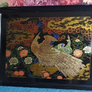 Vintage Peacock Decorative Tray